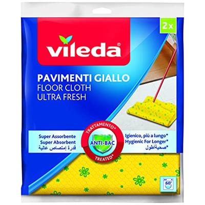 Vileda dweil Ultra fresh, ft 50 x 60 cm, geel, pak van 2 stuks