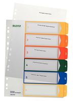 Leitz 12920000 Register DIN A4, Bovenbreedte 1-6 Polypropyleen Meerdere kleuren 6 tabbladen PC-beschrijfbaar 12920000 - thumbnail