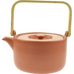 Orange85 Theepot - Terracotta - Oranje- Bruin - 80cl - Aardewerk - Met filter - Warmtehoudend