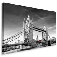 Schilderij - Tower Bridge in zwart/wit, Premium Print - thumbnail