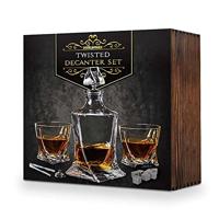 Twisted Whiskey Decanter - 1L - Incl. Glazen en Stones - thumbnail