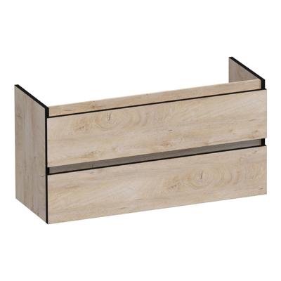 Brauer Joy Edge - Onderkast Ondiep - 100 cm - met 2 Softclose Lades Greeploos en 1 Sifon Uitsparing - Forest Wheat