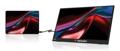 Verbatim Draagbare monitor, 15,6 inch Full HD draagbare monitor van kunststof, voor laptop, tablet, smartphone, PS5 of Nintendo Switch met USB-A, USB-C en HDMI-aansluiting, zwart