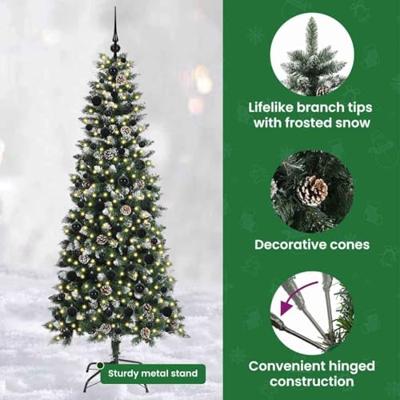 VidaXL Kunstkerstboom met 300 led groen 180 cm pvc en plastic en staal