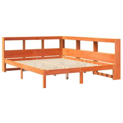 Bed met boekenkast zonder matras grenenhout wasbruin 160x200 cm - thumbnail
