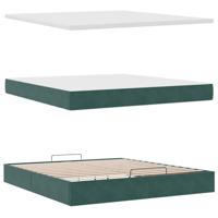 Ottoman bed met matras 160x200cm fluweel donkergroen - thumbnail