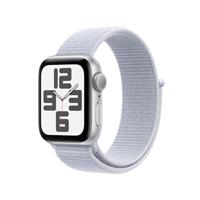 Apple Watch SE (2e gen.) GPS 40 mm Smartwatch - Kast van zilverkleurig aluminium - Ochtendblauw geweven sportbandje. Conditie en slaap bijhouden, ongelukdetectie, hartritme monitoren, CO₂-neutraal - thumbnail
