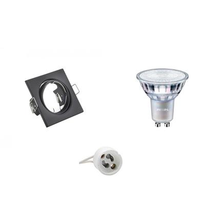 LED Spot Set - GU10 Fitting - Inbouw Vierkant - Mat Zwart - Kantelbaar 80mm - Philips - MASTER 927 36D VLE - 3.7W - Warm Wit 2200K-2700K - DimTone Dimbaar
