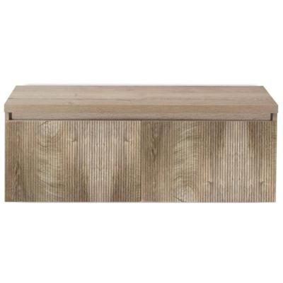 Frozen 3D Badmeubelset 120 cm - Greeplijst in Kleur - Inclusief Wastafelbovenblad Grain Oak