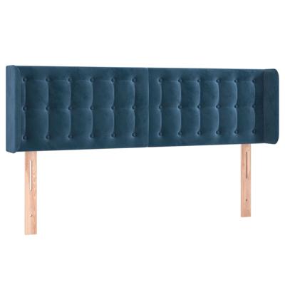 Hoofdbord met randen 147x16x78/88 cm fluweel donkerblauw