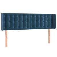 Hoofdbord met randen 147x16x78/88 cm fluweel donkerblauw - thumbnail