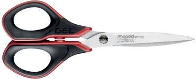 Maped schaar Advanced Softgel, ft 17 cm, rechts, scherpe punt, RVS, zwart/rood, blister van 1 stuk