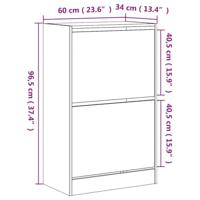 Schoenenkast 60x34x96,5 cm bewerkt hout gerookt eikenkleurig - thumbnail