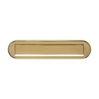 Briefplaat ovaal 340x80mm met klep/regenrand PVD - thumbnail
