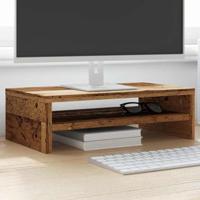 Monitorstandaard 42x24x13 cm bewerkt hout oud houtkleurig - thumbnail