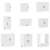 14-delige Keukenkastenset Kalmar bewerkt hout wit - thumbnail