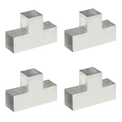 VidaXL Paalverbindingen 4 st t-vorm 101x101 mm gegalvaniseerd metaal