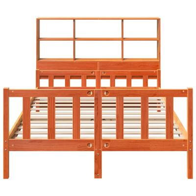 Bed met boekenkast zonder matras hout wasbruin 150x200 cm