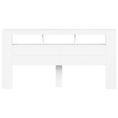 Hoofdeinde met LED 200x18,5x103,5 cm bewerkt hout wit