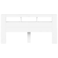 Hoofdeinde met LED 200x18,5x103,5 cm bewerkt hout wit - thumbnail