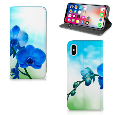Apple iPhone Xs Max Smart Cover Orchidee Blauw - Cadeau voor je Moeder Apple iPhone Xs Max Smart Cover Orchidee Blauw - Cadeau voor je Moeder