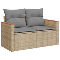 5-delige Loungeset met kussens poly rattan beige - thumbnail