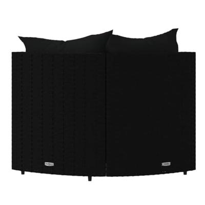 Tuinhoekbanken met kussens 2 st poly rattan zwart - thumbnail