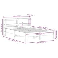 Bedframe zonder matras massief grenenhout wit 140x190 cm - thumbnail