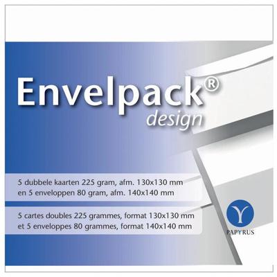 Dubbele kaart papyrus envelpack 140x140mm wit