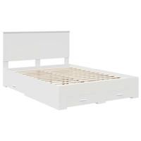 Bedframe met hoofdeinde met lade Wit 140 x 190 cm Bewerkt hout - thumbnail