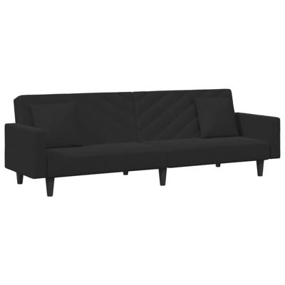 2-delige Loungeset met kussens fluweel zwart - thumbnail
