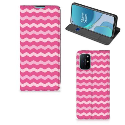 OnePlus 8T | Hoesje met Magneet | Waves Pink OnePlus 8T | Hoesje met Magneet | Waves Pink