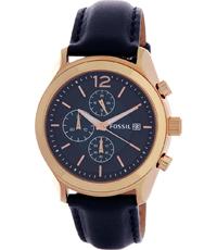 Horlogeband Fossil BQ1487 Leder Blauw 22mm