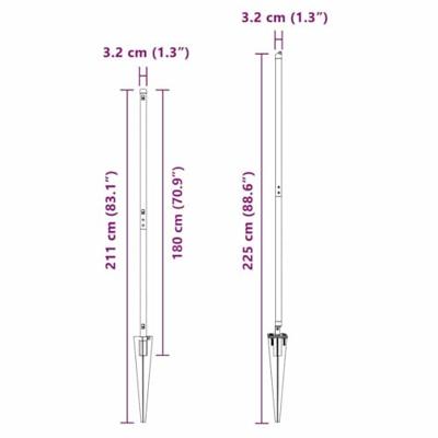 VidaXL Afrasteringspaal 7 pcs grijs staal