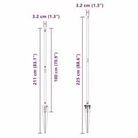 VidaXL Afrasteringspaal 7 pcs grijs staal - thumbnail