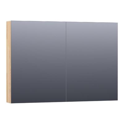Brauer Impress Spiegelkast 100 cm - zonder Verlichting - Met 2 Dubbelzijdige Spiegeldeuren - Vingerlas Eiken Grijs