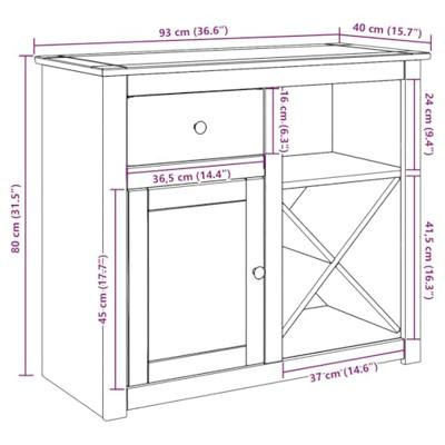 Dressoir met lade Panama 93x40x80 cm massief grenenhout