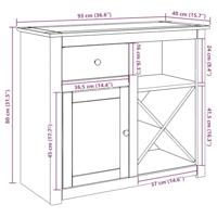 Dressoir met lade Panama 93x40x80 cm massief grenenhout - thumbnail