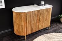 Massief dressoir TRES CHIC 105cm bruin mangohout wit marmer goud metaal - 45755 - thumbnail