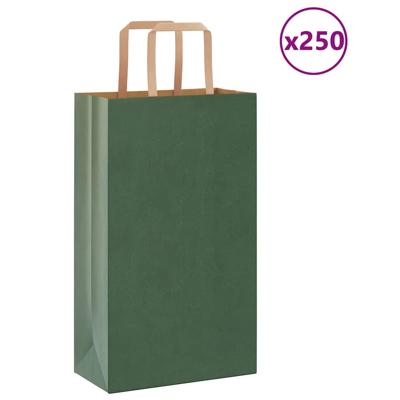 VidaXL Papieren zakken 250 st met hengsels 21x11x36 cm groen