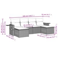 6-delige Loungeset met kussens poly rattan zwart - thumbnail