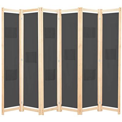 Kamerscherm met 6 panelen 240x170x4 cm stof grijs