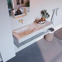 MONDIAZ ALAN-DLUX 130cm planchet Frappe. Vrijhangende wastafel CLOUD links zonder kraangat, kleur Frappe. - thumbnail