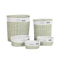Mandenset DKD Home Decor Groen vlechtwerk 51 x 37 x 56 cm (5 Onderdelen) - thumbnail