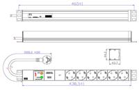 Bachmann 333402 19 inch Stekkerdoos voor patchkast 1 HE Geaarde contactdoos Grijs - thumbnail