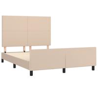 Bedframe met hoofdbord kunstleer cappucinnokleurig 140x190 cm - thumbnail