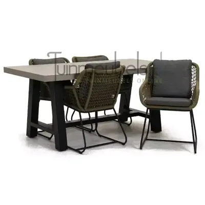 Tuinstoel Portofino olijf groen met Cento tafel 180 cm