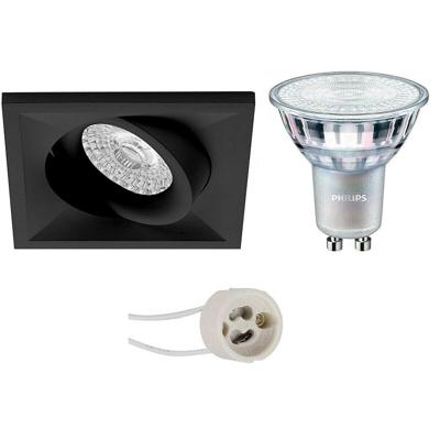 Philips LED Inbouwspot Set GU10 Mat Zwart Kantelbaar 4.9W 2200-2700K