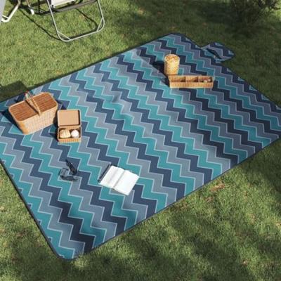 VidaXL Picknickkleed opvouwbaar golven 200x150 cm fluweel blauw