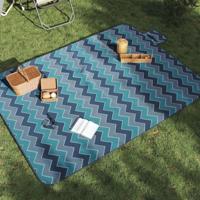 VidaXL Picknickkleed opvouwbaar golven 200x150 cm fluweel blauw - thumbnail